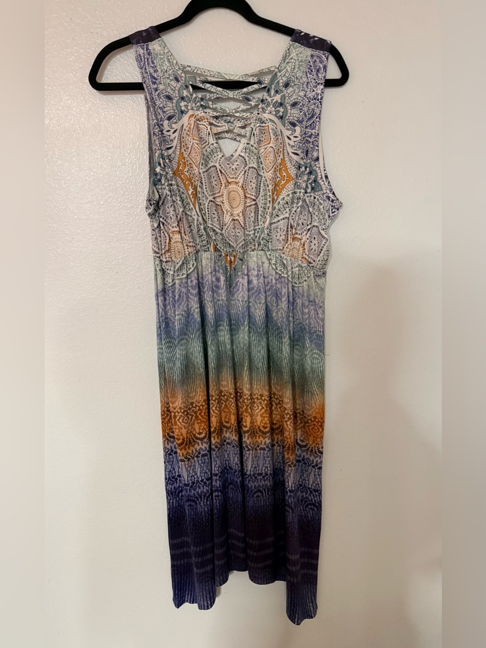 LOVE AND LET LIVE BOHO MANDALA PRINT MAXI DRESS SIZE M
